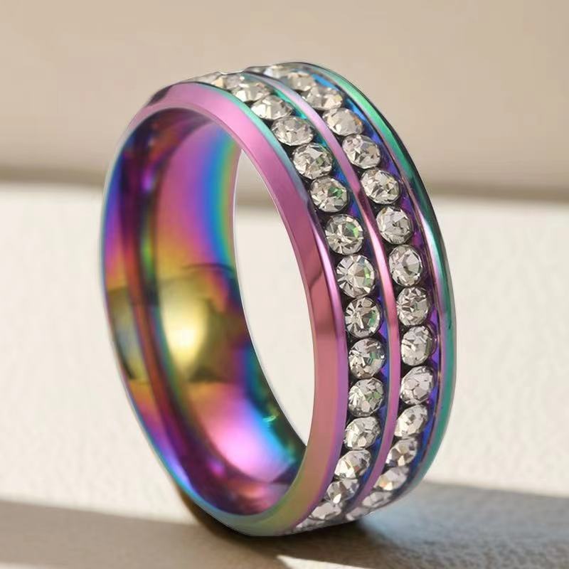 Stainless Steel Titanium Female French Style Starry Square Ring