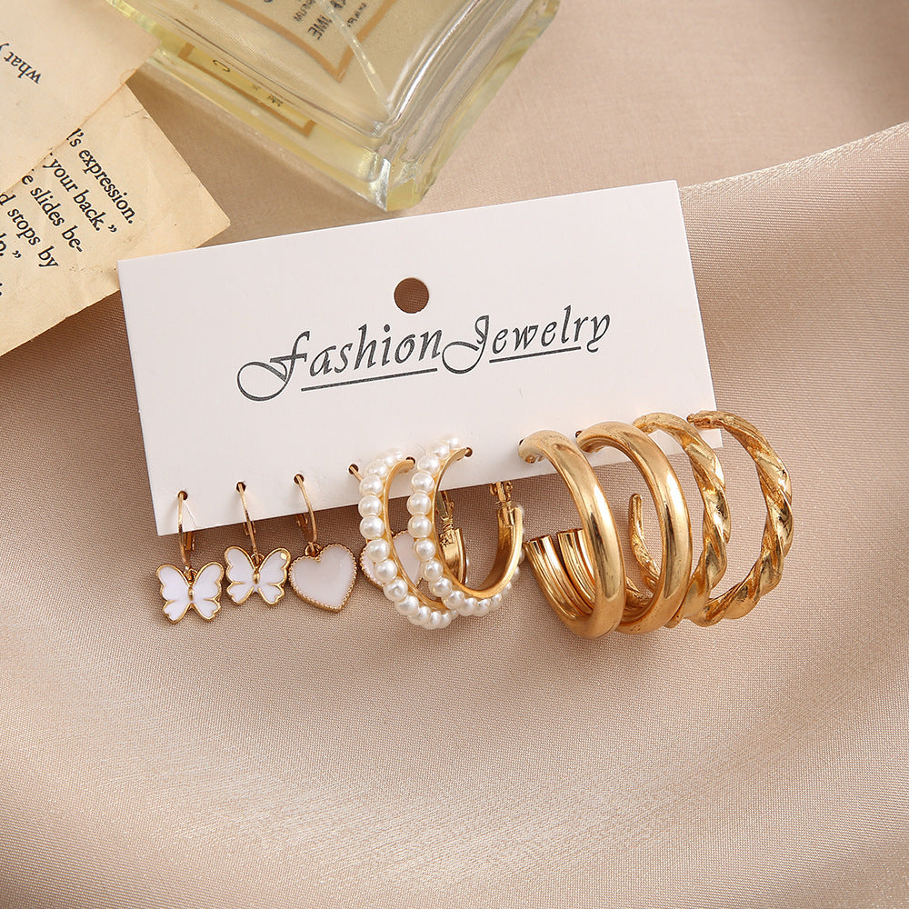 Ear Black Peach Heart Butterfly Card Earrings