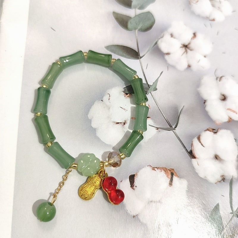 Aventurine Peace Buckle Bamboo Fresh Chinese Style Clover Bracelets