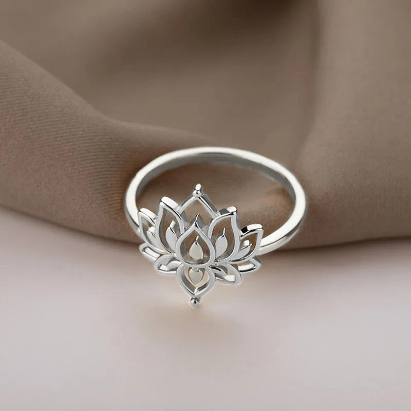 Lotus Flower Female Fashion Ancient Style Exquisite Rings