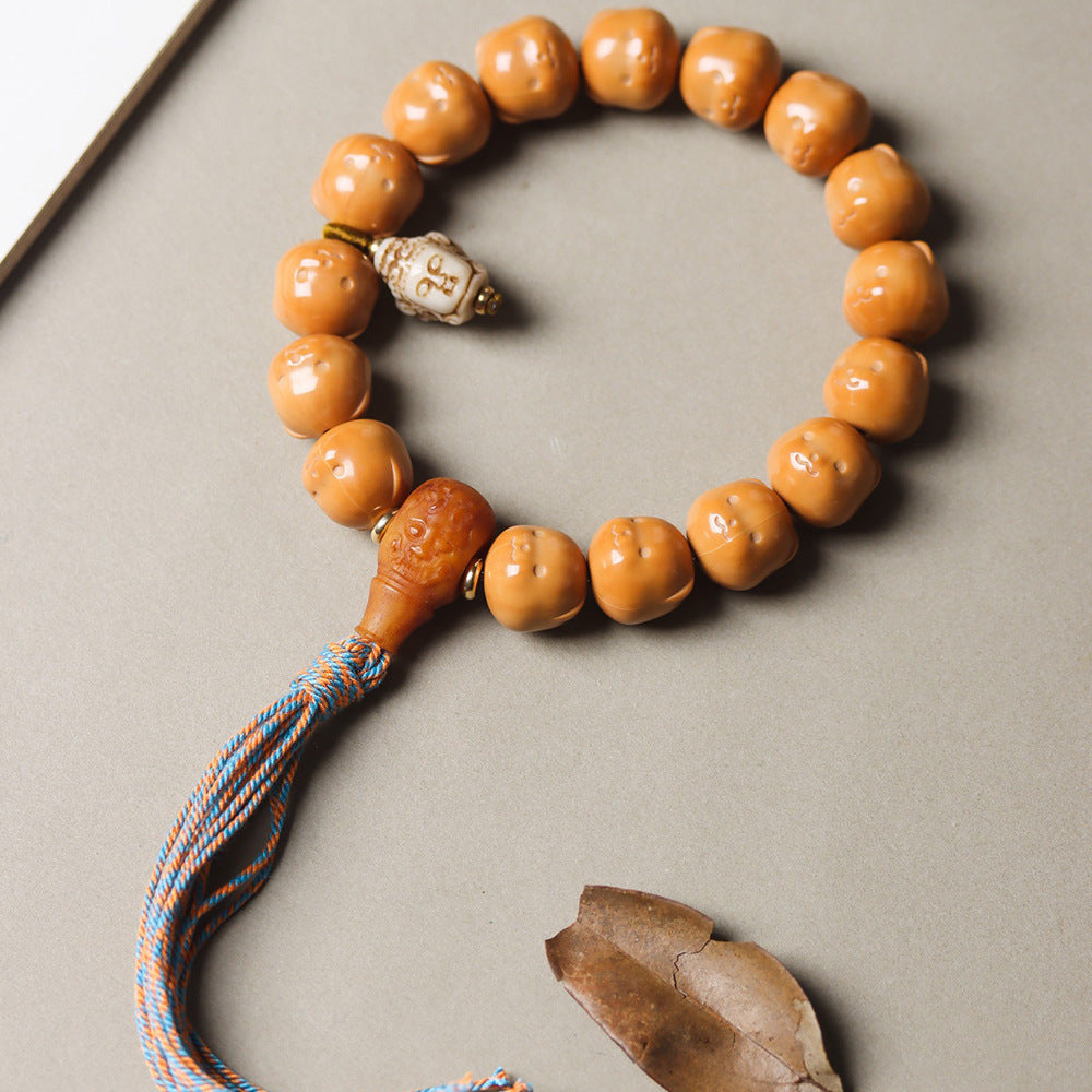 Monkey Head Walnut Glossy Love Fart Peach Single Bracelets