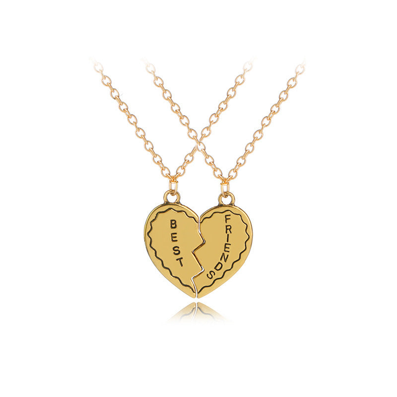 Friend Metal Stitching Love Peach Heart Necklace