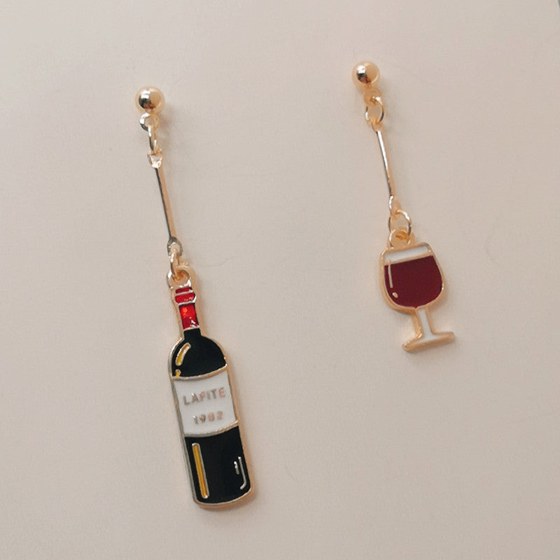 Enamel Wine Glass Red Mini Food Gifts Earrings