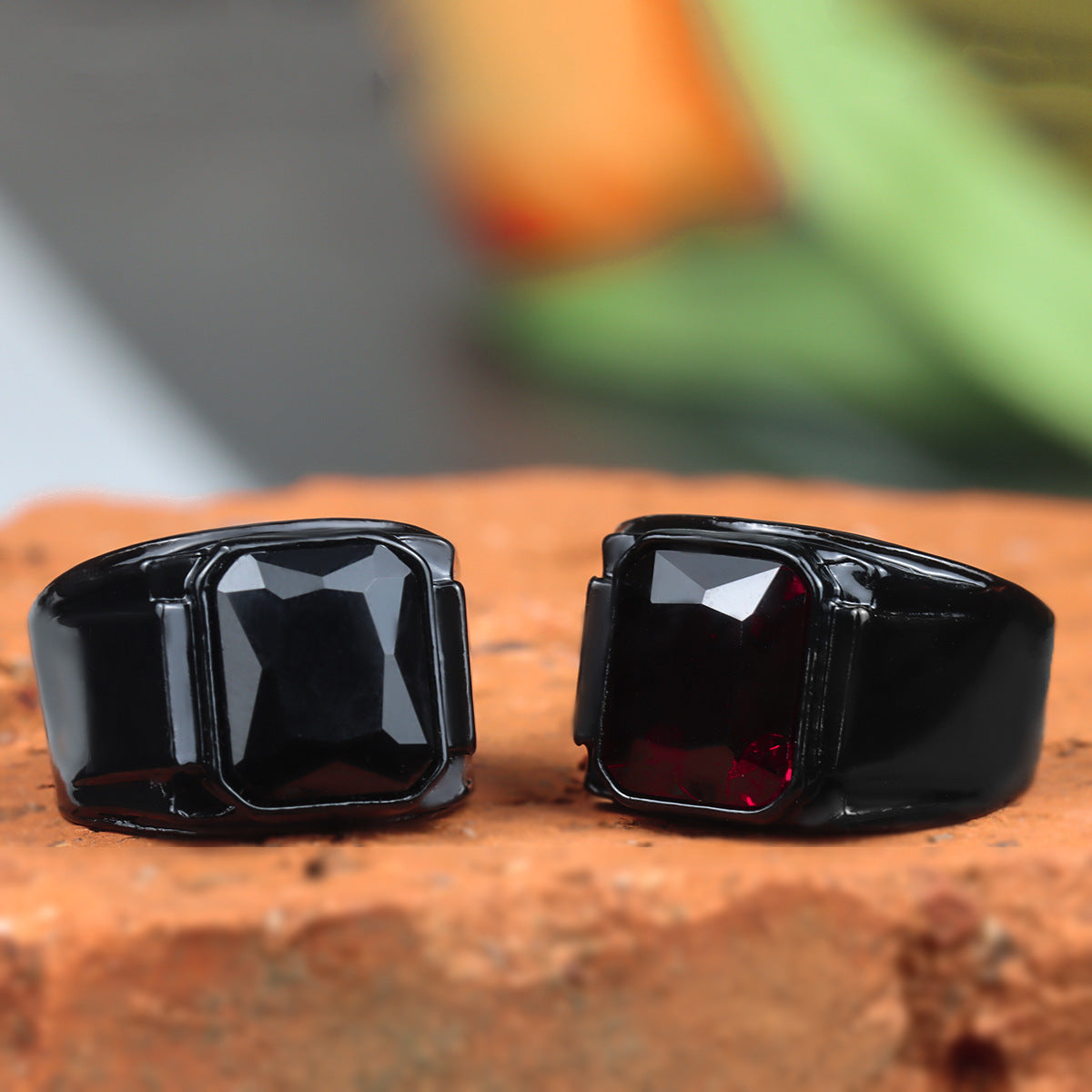 Men's Vintage Black Ruby Fashion Punk Hip Rings
