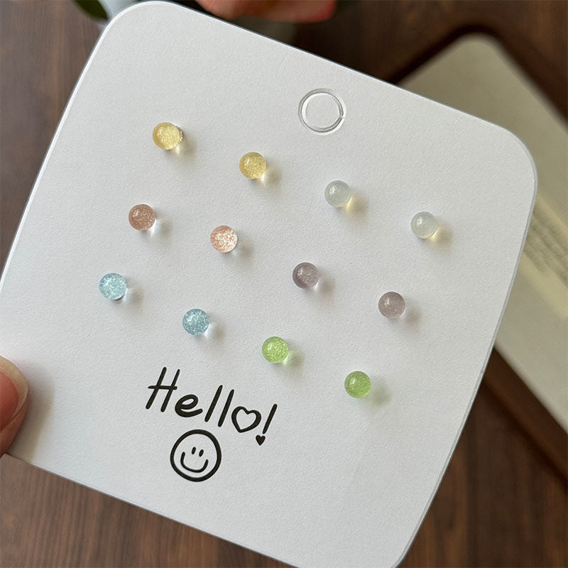 Colorful Round Beads Bean-shaped Modern Minimalism Exquisite Small Versatile Stud Earrings