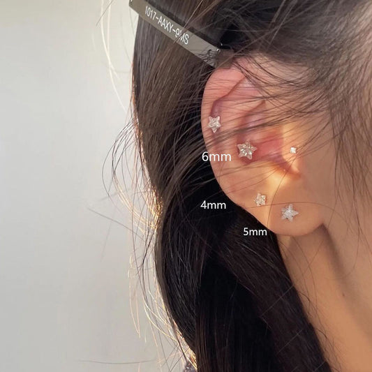 Women's Exquisite Pentagram Zircon Ear Simple Compact Mini Sleeping No Earrings