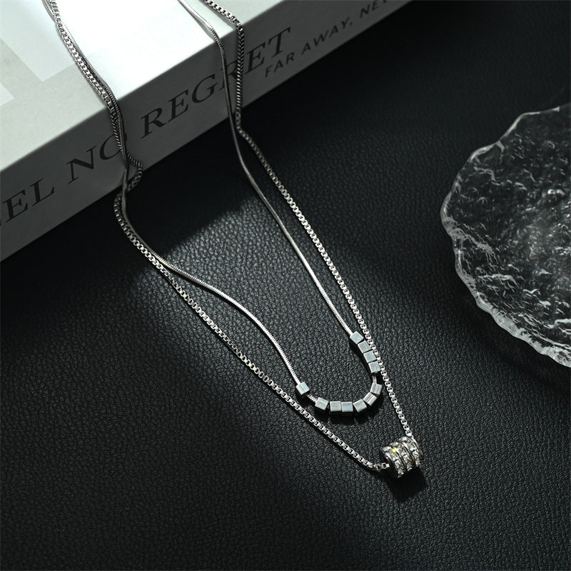 Women's Rhinestone Round Stylish Graceful Simple Personality High-grade Clavicle Chain Design Necklace