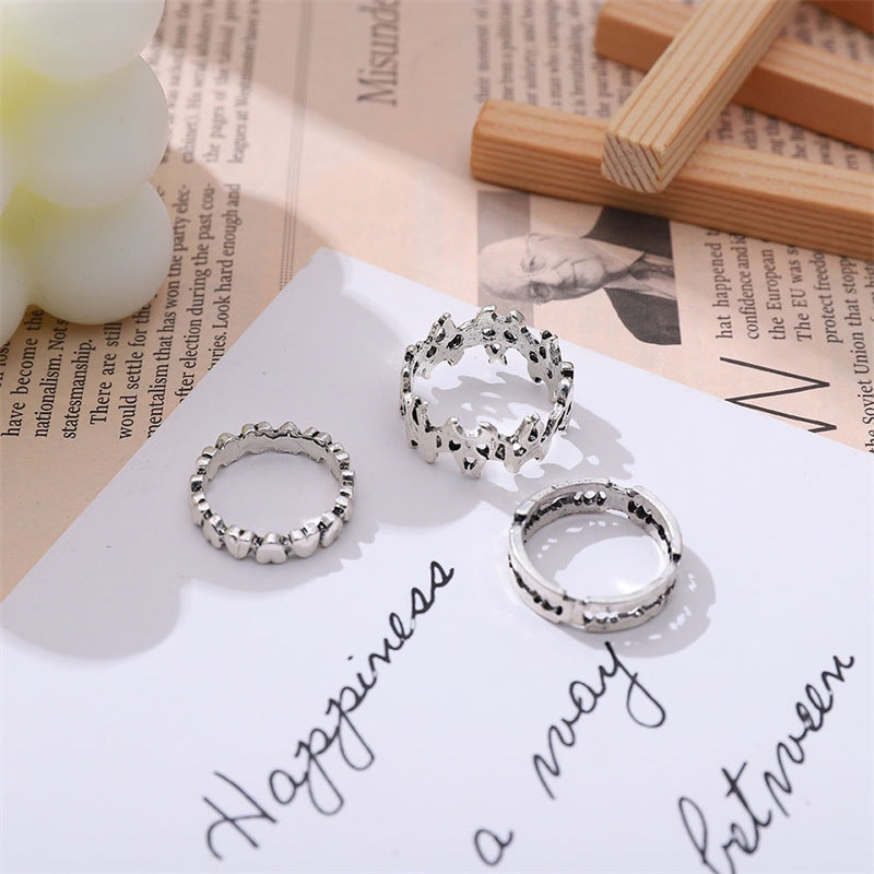 Retro Simple Niche Design Flame Heart Shaped Trendy Cool Open-end Rings