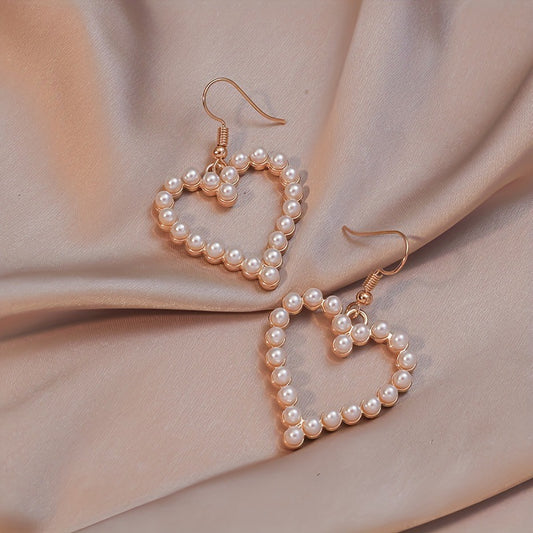 Women's Fashion Popular Simple Bohemian Heart Pearl Dating Earrings