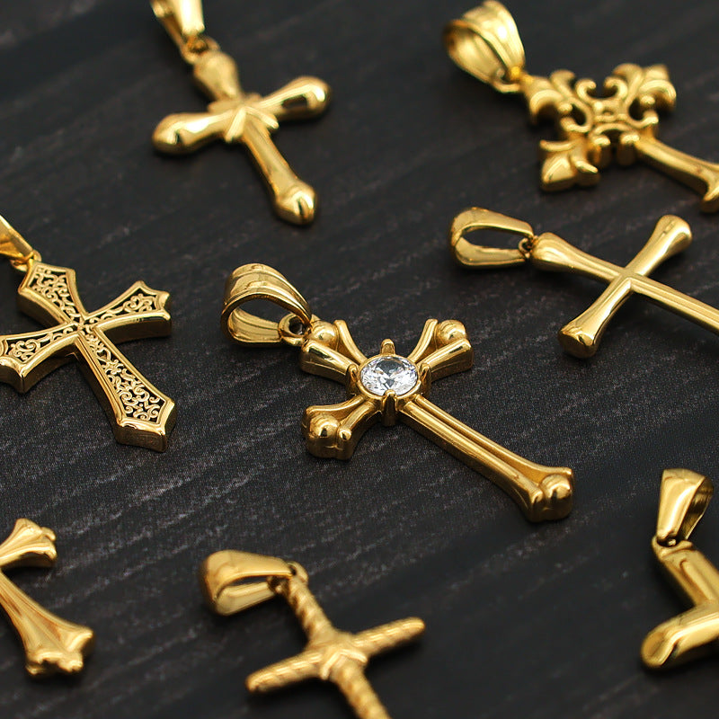 Diamond Cross Unique Fashion Titanium Steel Necklaces