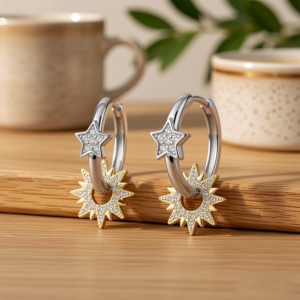 Zircon Star Moon Clover Fashion Holiday Gift Ear Buckle