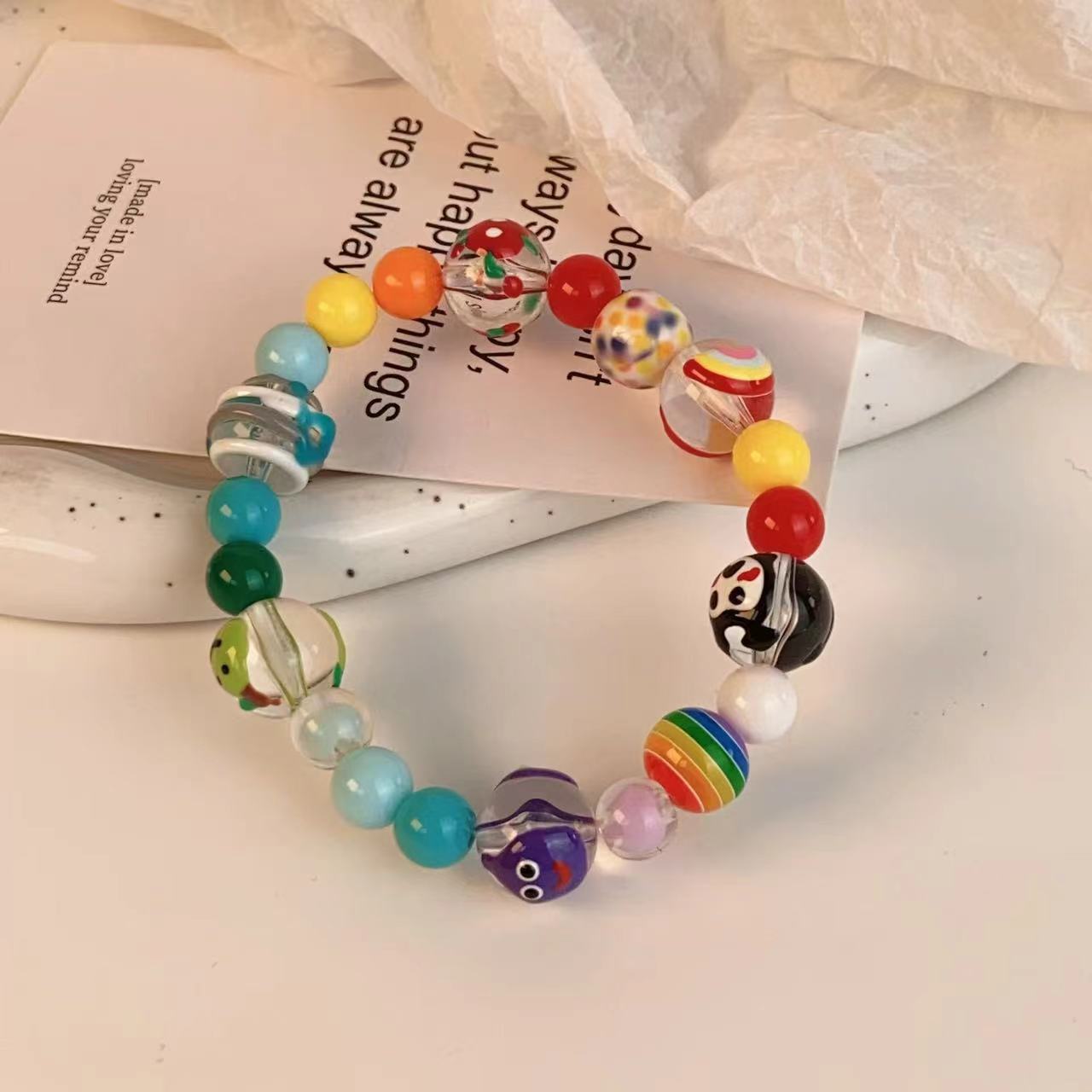 Summer Dopamine Green Apple Paradise Design Beaded Cute Good-looking Sweet Bracelet