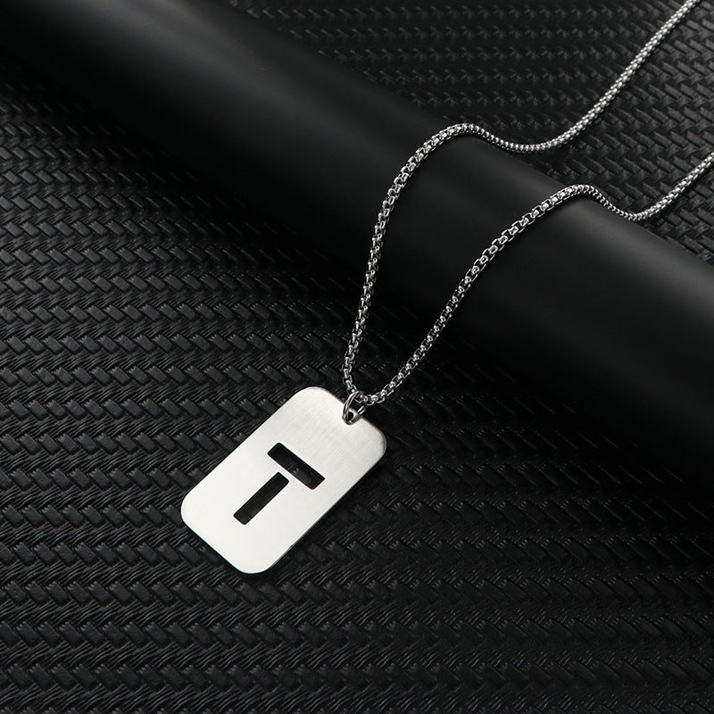 Women's & Men's Hop Sweater Chain Accessories Rectangular Glossy Dog Tag Stainless Pendants