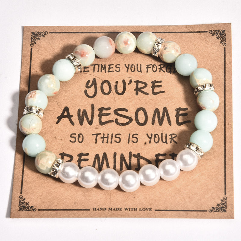 Listed Stone Pink Zebra Elastic String Imitation Bracelets