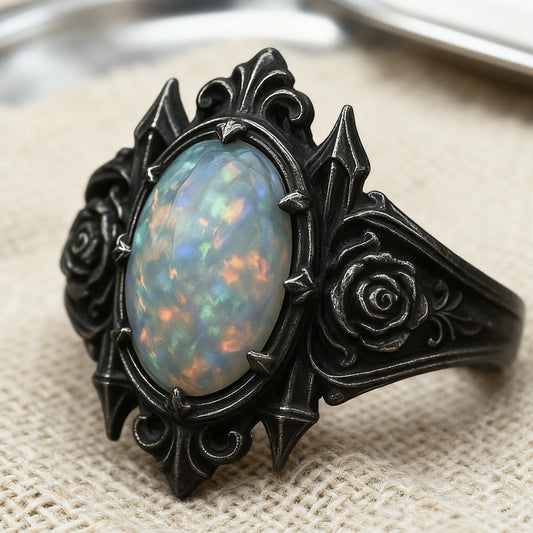 Cross Heart Rose Alloy Plating Antique Sier Ring
