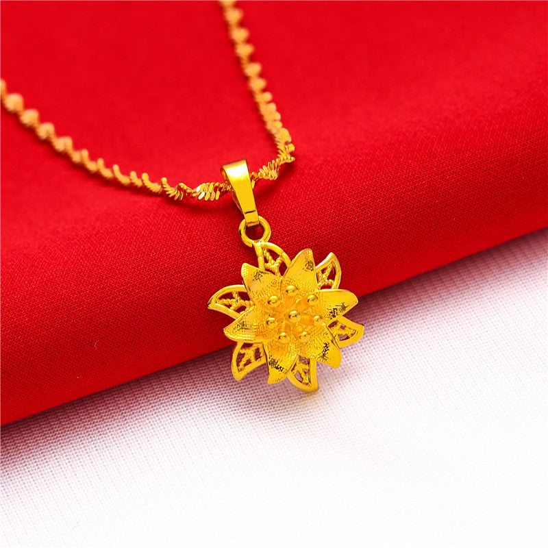 Women's Box Chain Packaging Flower Water Ripple Necklaces