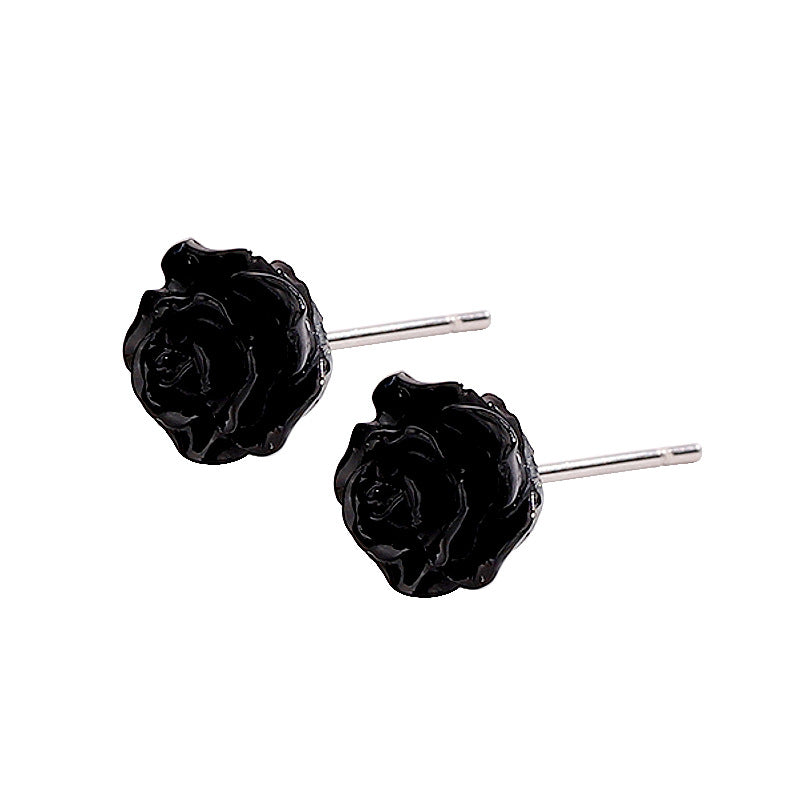 Transparent Colorful Rose Simple Niche Commuter Style Temperamental Lady Gentle Stud Earrings