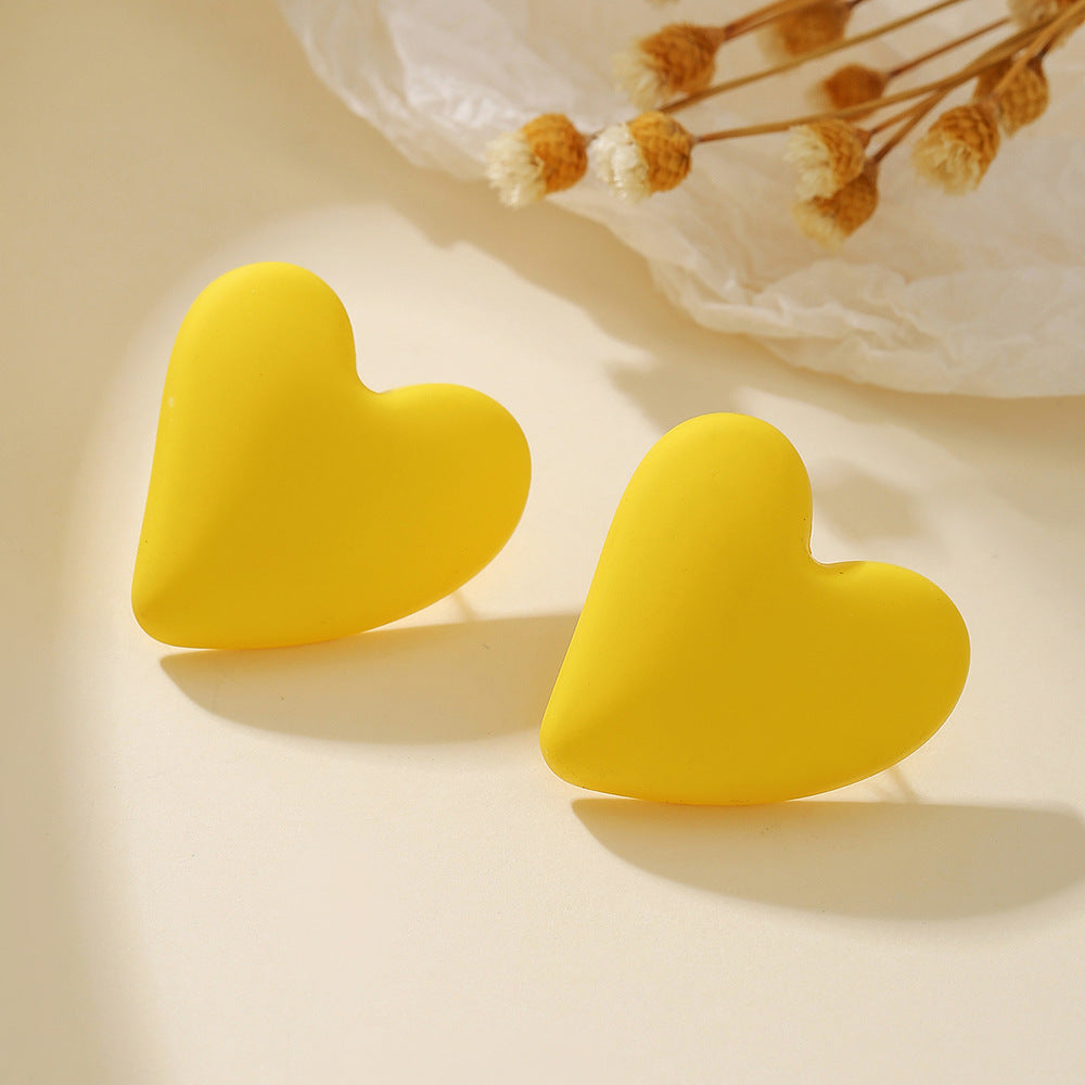 Women's Color Crooked Love Heart Casual Sweet Earrings