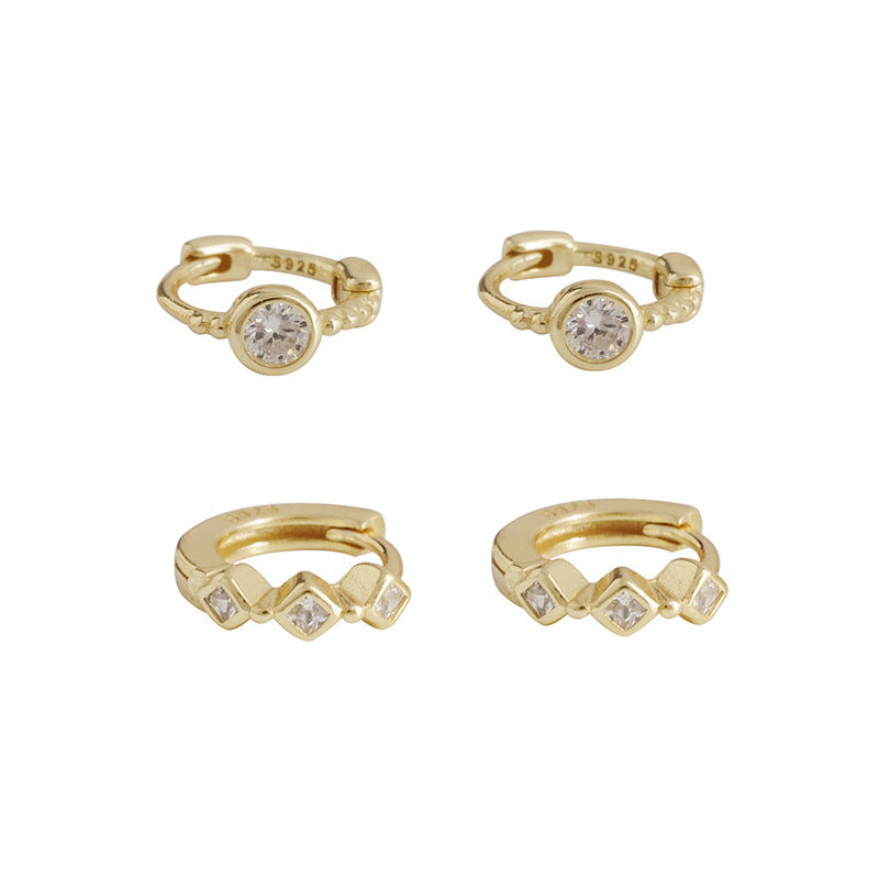 Zircon Round Design Trendy Frosty Style Ear Buckle