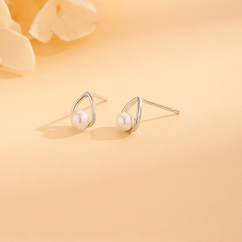 Water Drops Pearl Sterling Sier Small Delicate Indie Earrings