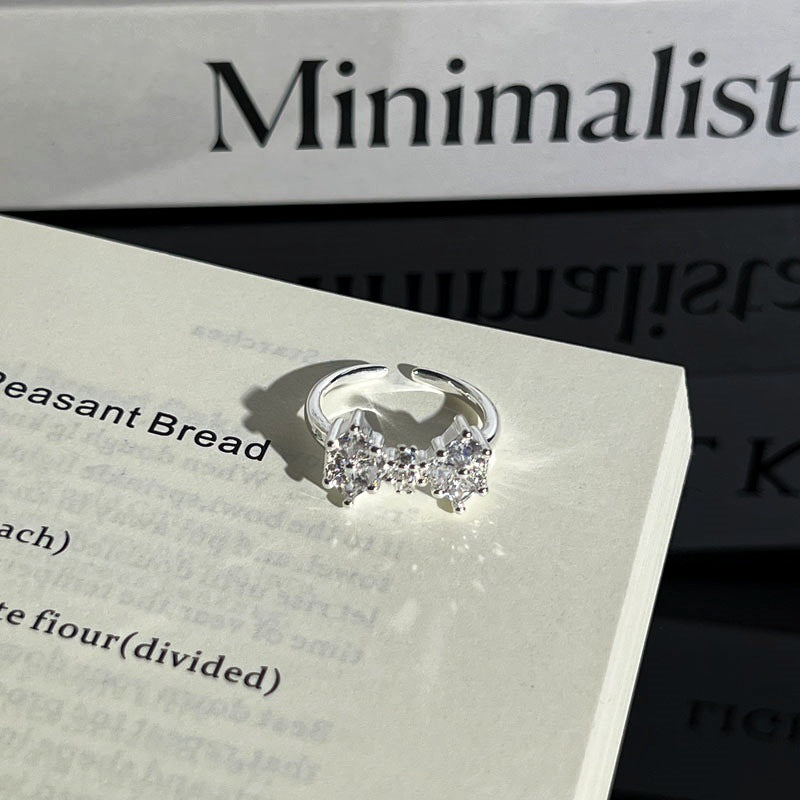 Light Luxury Sier Diamond Pieces Butterfly Mix Match Ring