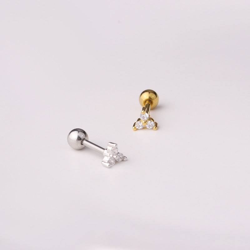 Stainless Steel Thick Pen Piercing Simple Zircon Ear Bone Fashion Rings