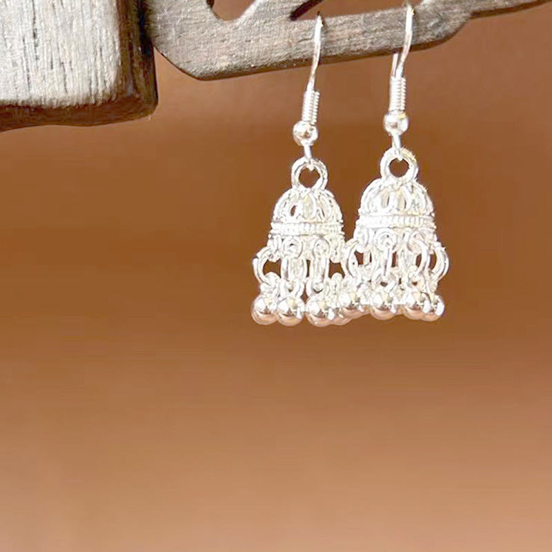 Sier Ethnic Style Peacock Retro Ear Hook Vintage Scenic Spot Earrings