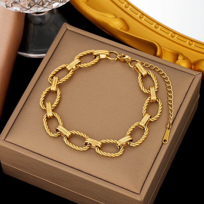 Titanium Steel Female Gold Fashion Light Luxury High Bracelets