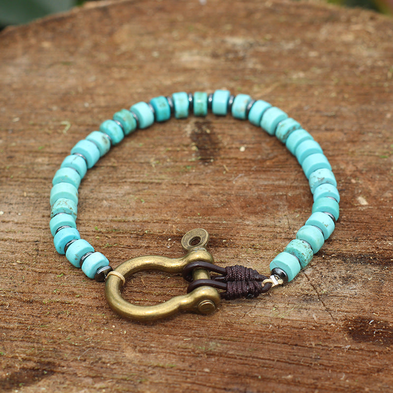 Women's & Men's Turquoise Retro Vachette Clasp Bohemian Niche Bracelet