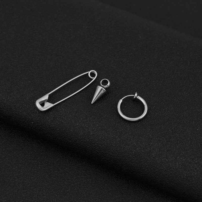 Women's & Men's Stainless Steel Personalized Pin Pointed Cone Unisex Style Titanium Ear Earrings