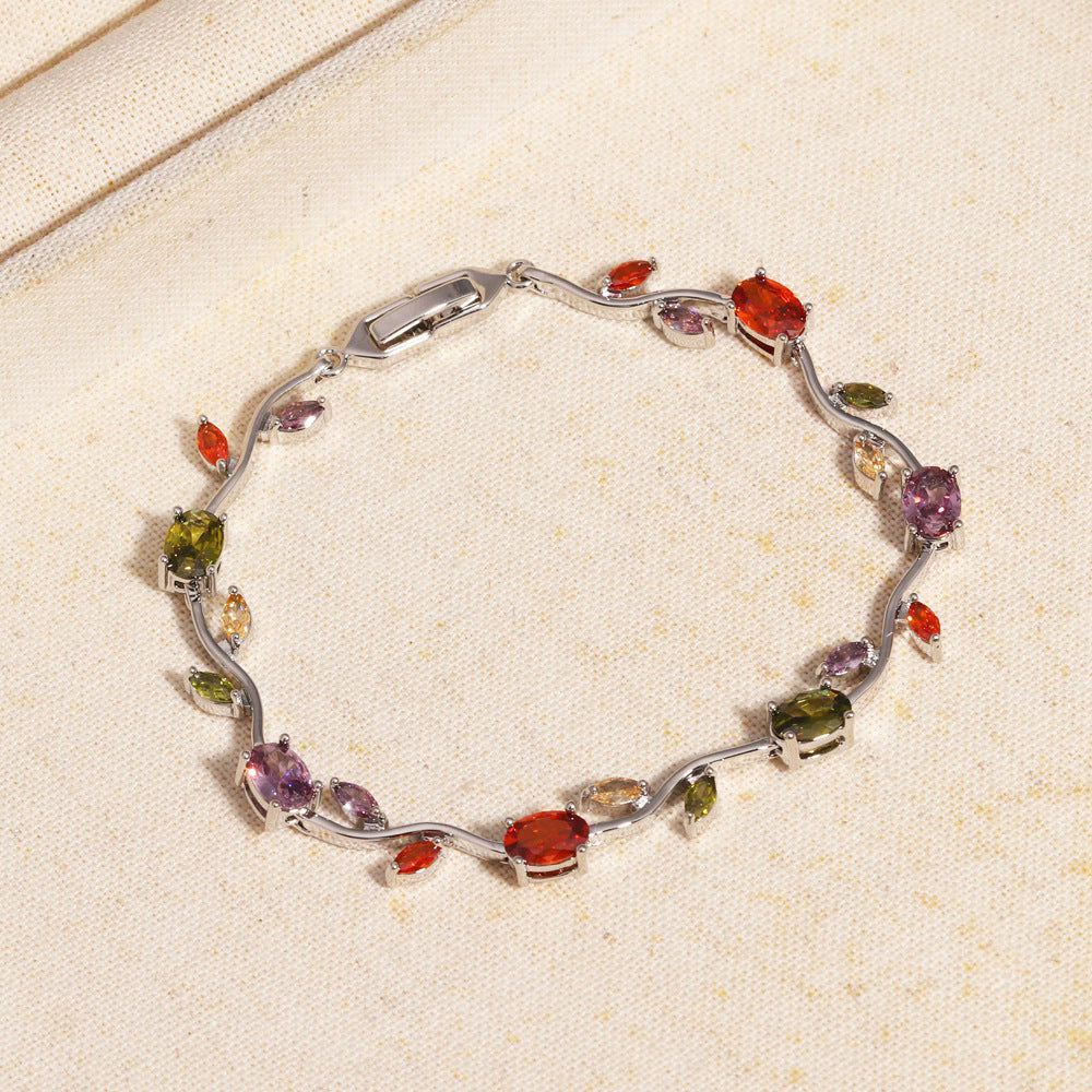 Women's Zircon Branches Leaves Flower Exquisite Light Luxury Tulip Bracelet