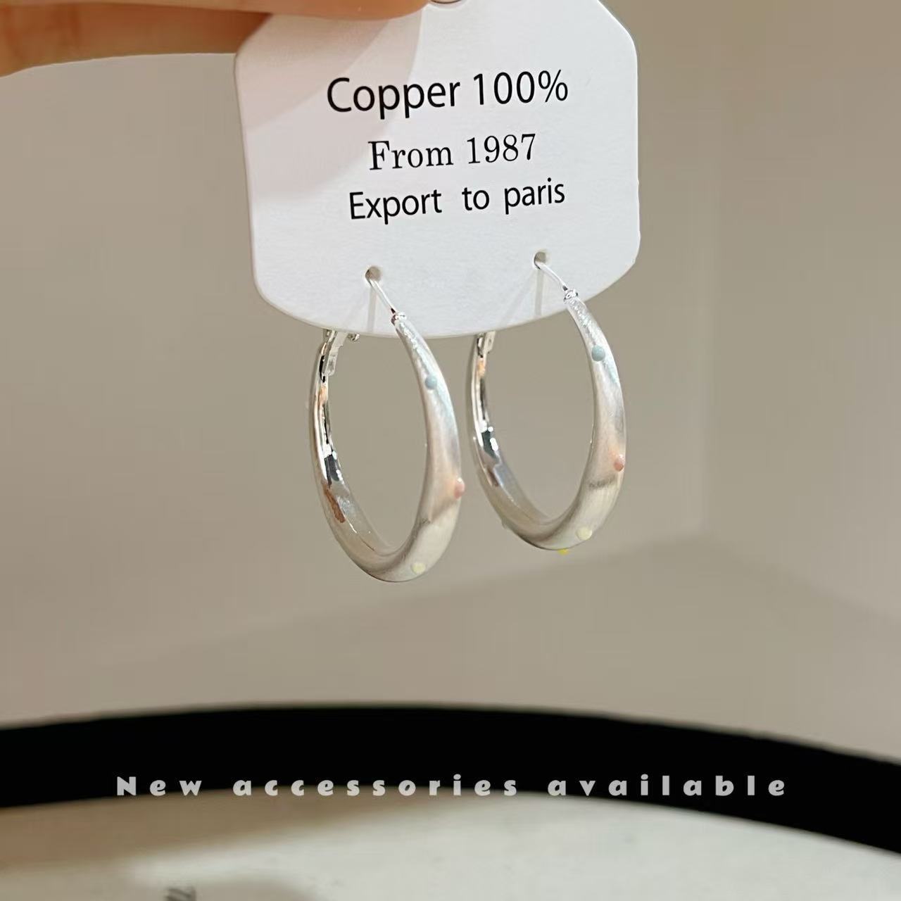 Dopamine Color Polka Dot Brushed Sier Fashion Simple Rainbow Drop Earrings