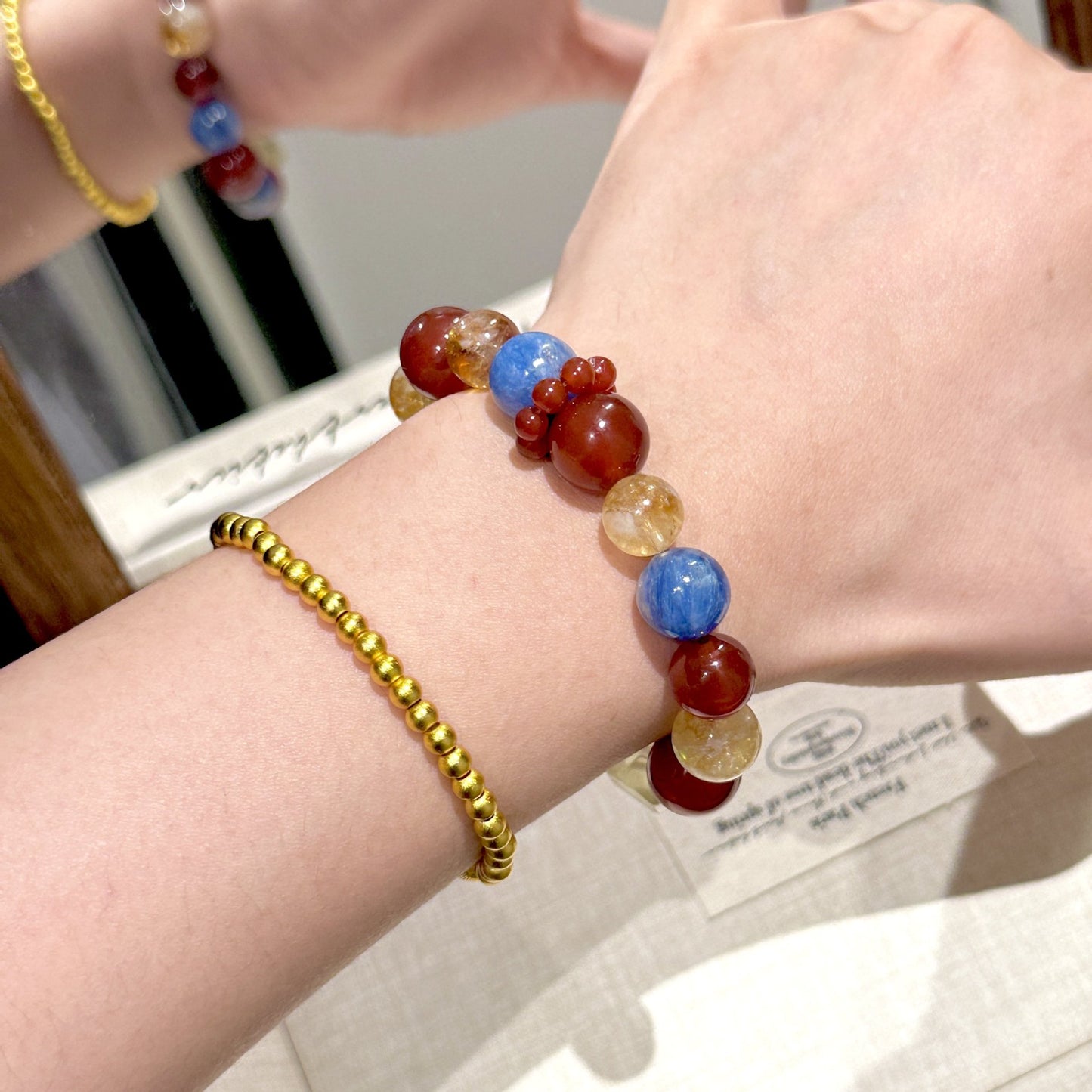Blue Red Agate Sealant Flower Yellow White Crystal Bracelet