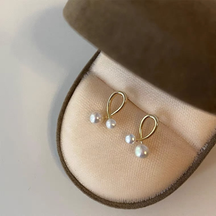 Micro Inlaid Zircon Pearl Tassel Sier Needle Earrings