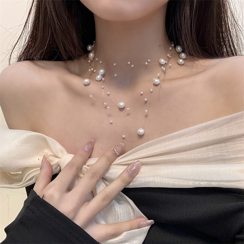 Pearl Waterfall Starry Clavicle Chain Female Necklaces