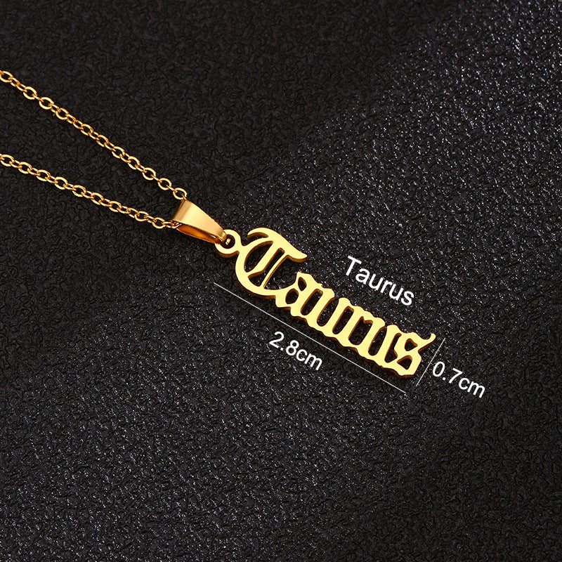 Women's & Men's Constellations Stainless Steel English Letters Titanium Clavicle Pendants