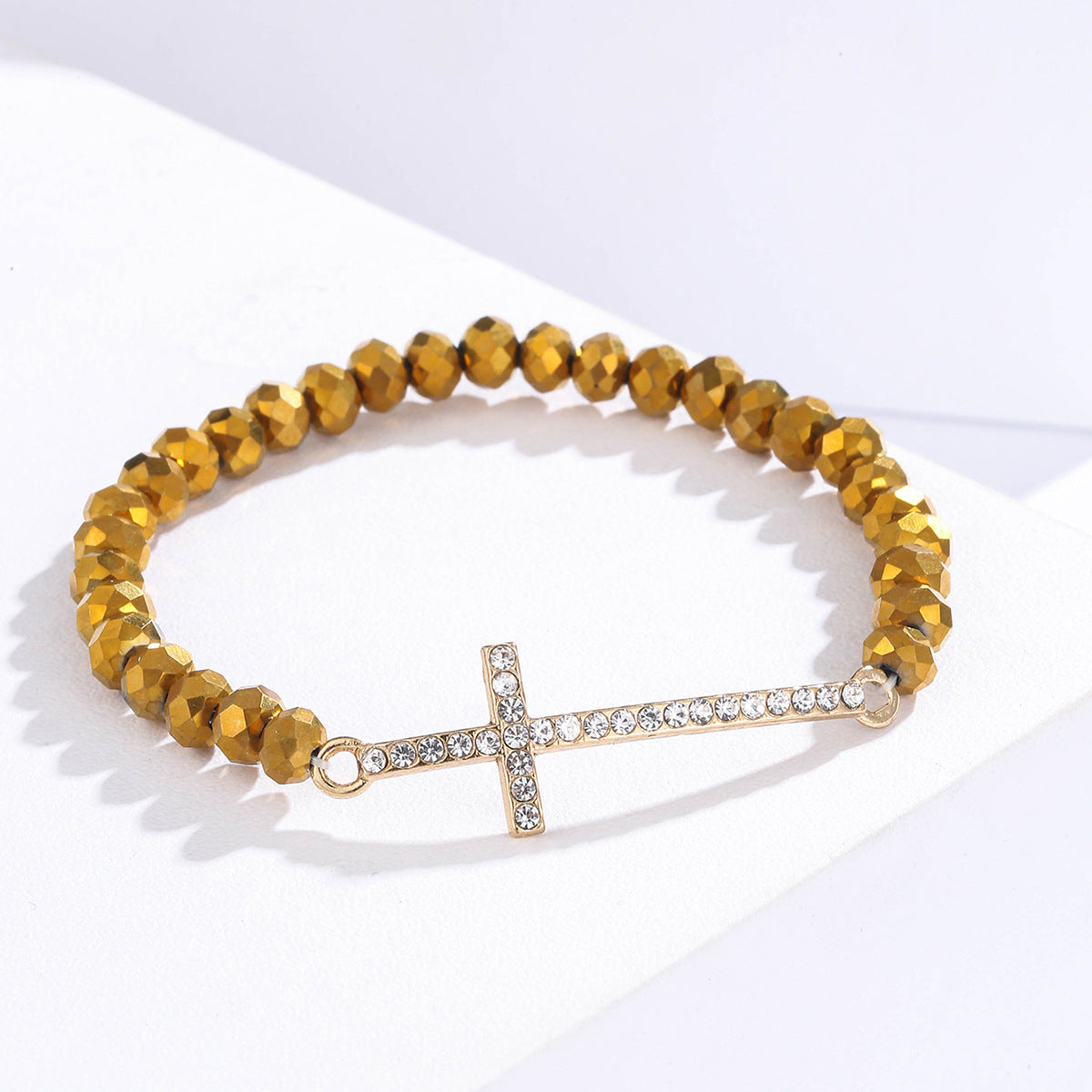 Simple Rhinestone Cross Colorful Crystal String Bracelets