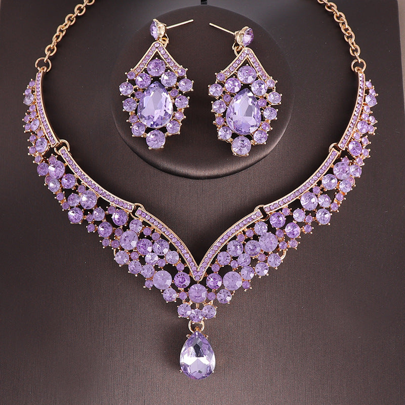 Set Exquisite Rhinestone Suite Party Formal Necklaces