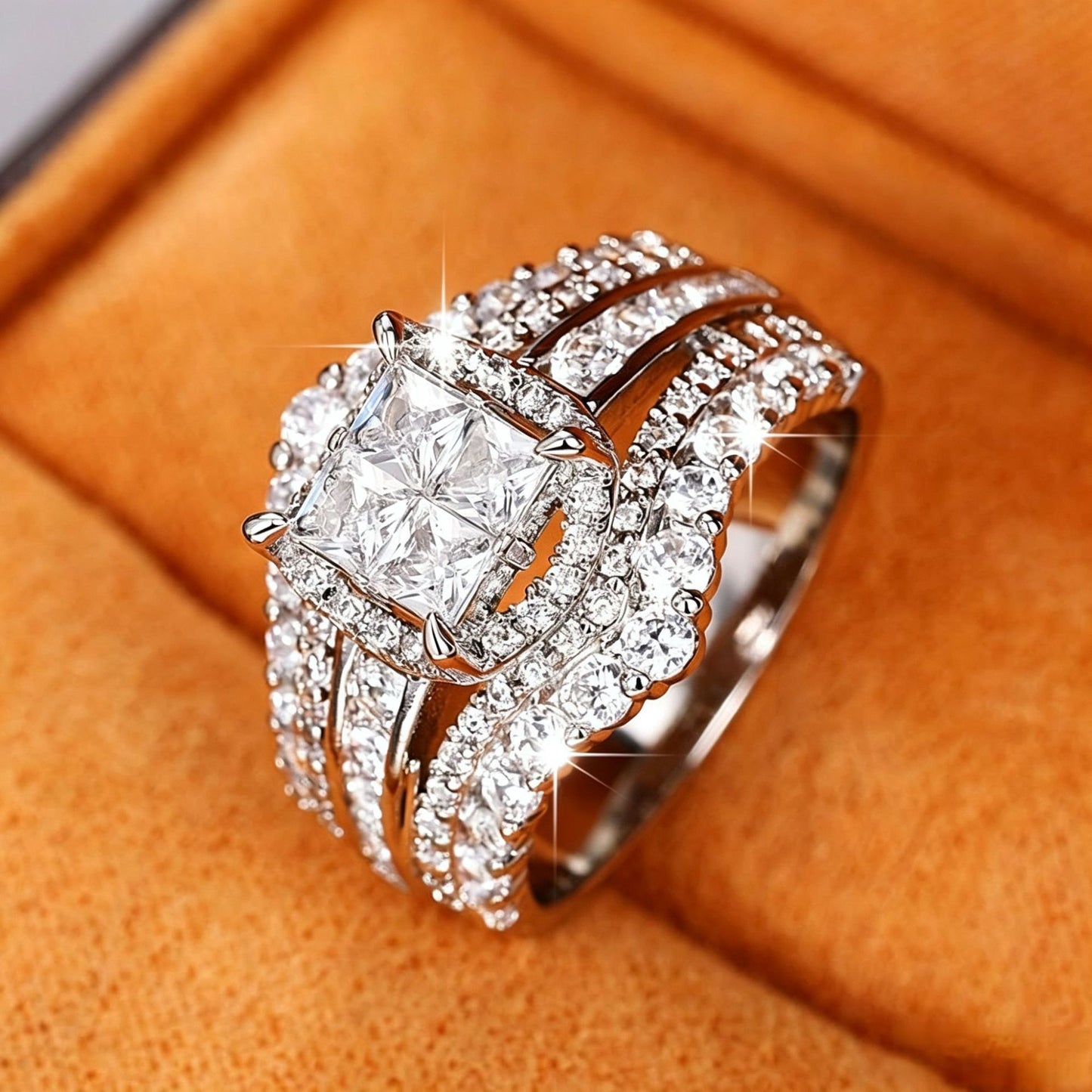 Full Rhinestone Zircon Square Stitching Crown Bracelets