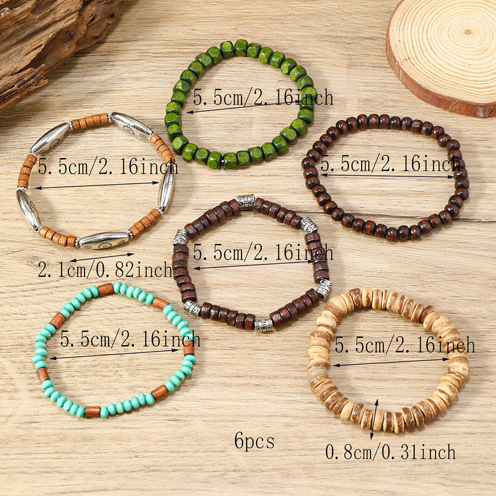 Coconut Shell Alloy Wooden Bead Filament Elegant Fashion Handmade Bracelets