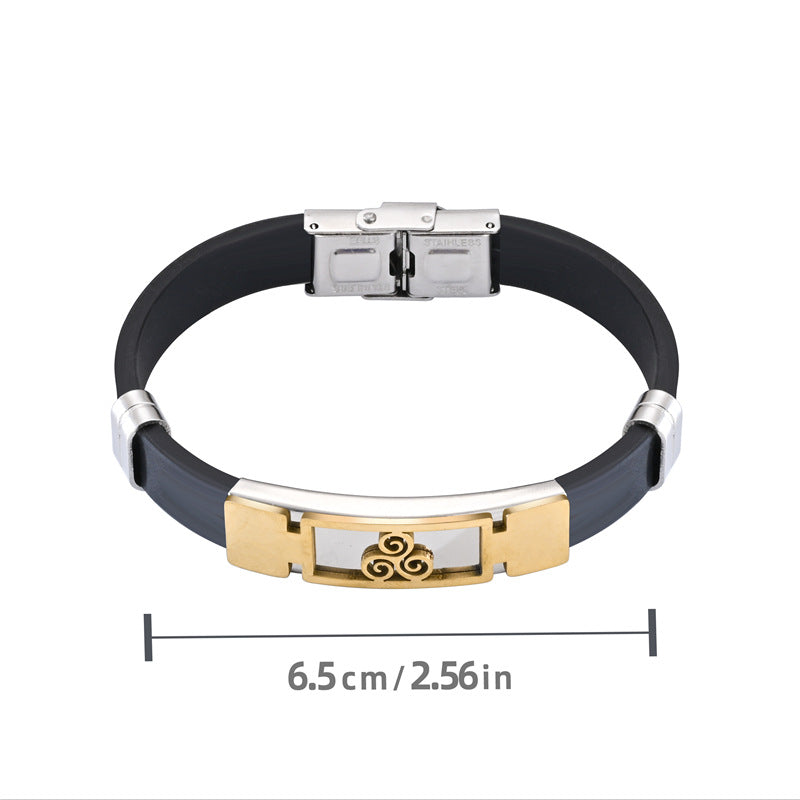 Men's Silicone Retro Personalized Stainless Steel Bracelets
