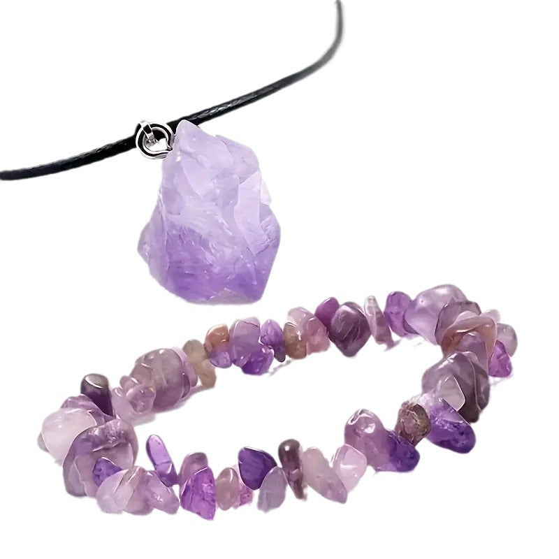Stone Amethyst Crystal Bud Irregular Rough Necklaces
