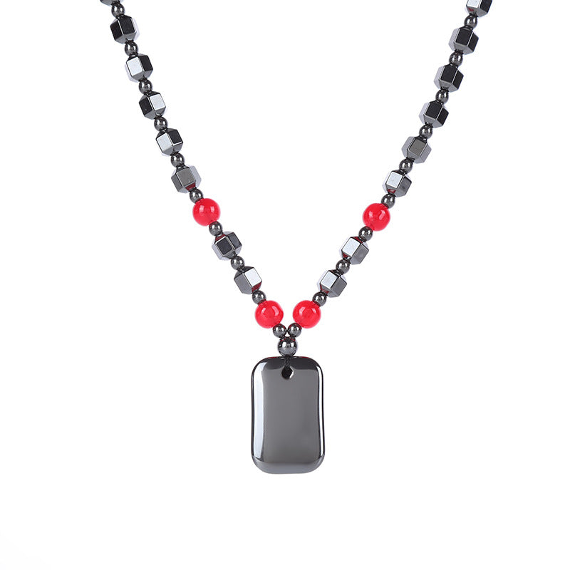 Live Supply Imitation Red Agate Magnetic Haematite Empowerment Sweater Necklace