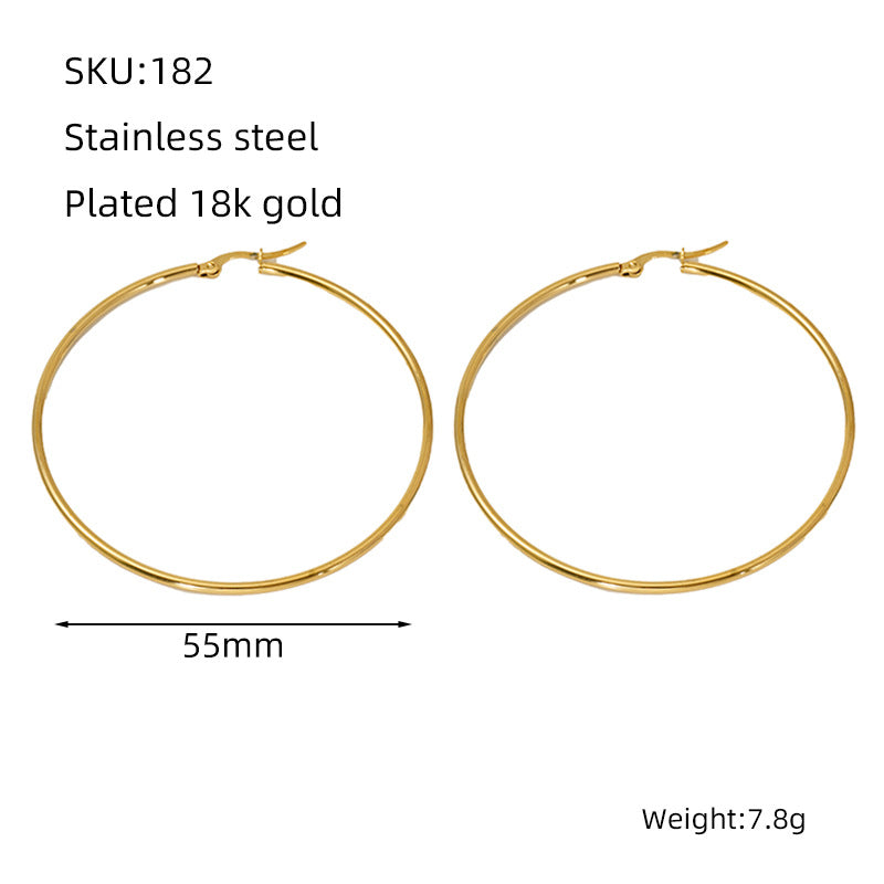 Women's Stainless Steel Round Coil Buckle Plated Fashionable Simple Ear Line