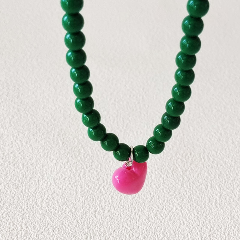 Women's Red Heart Beaded For Niche Design Necklaces