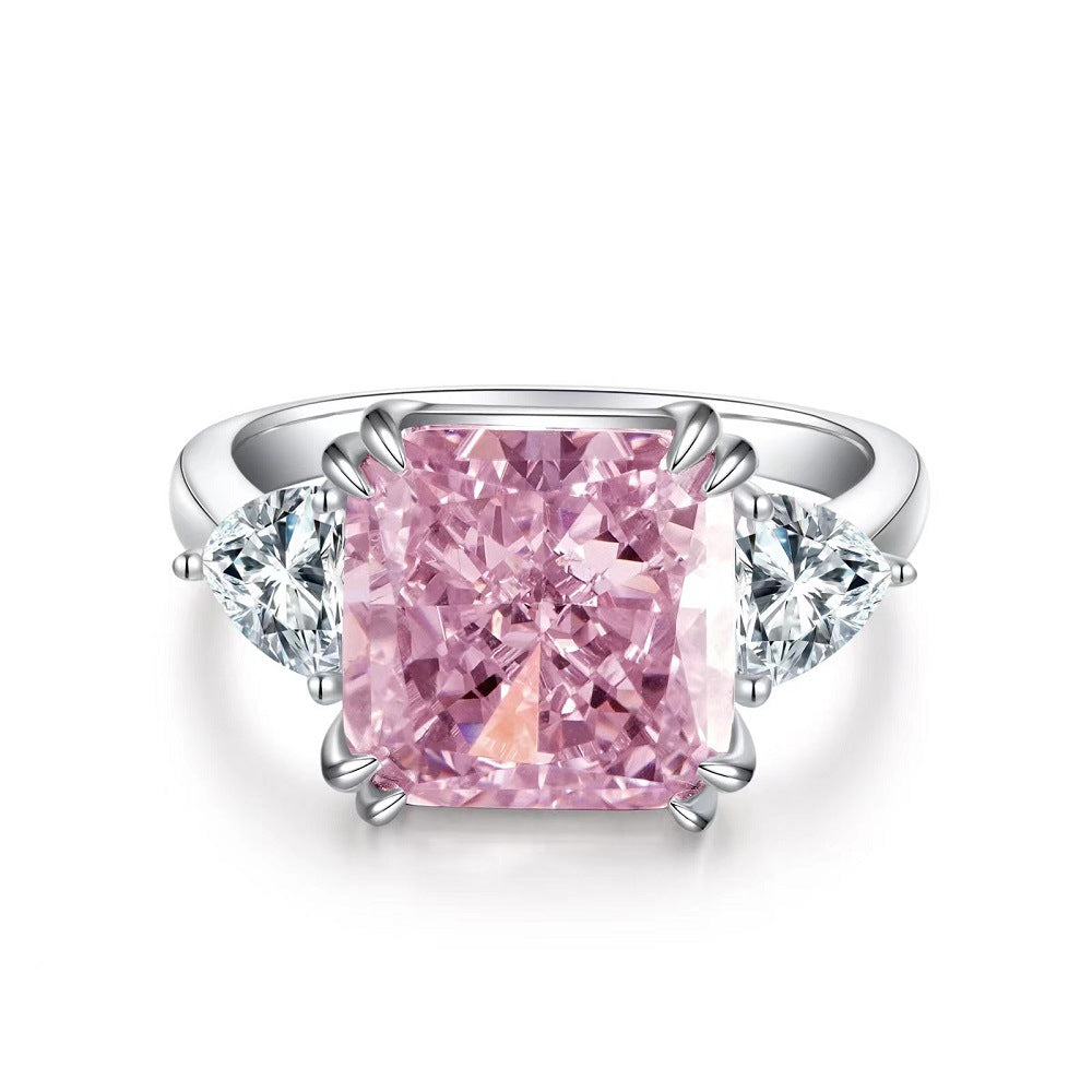 Ice Flower Cut Female Pink Diamond Rings