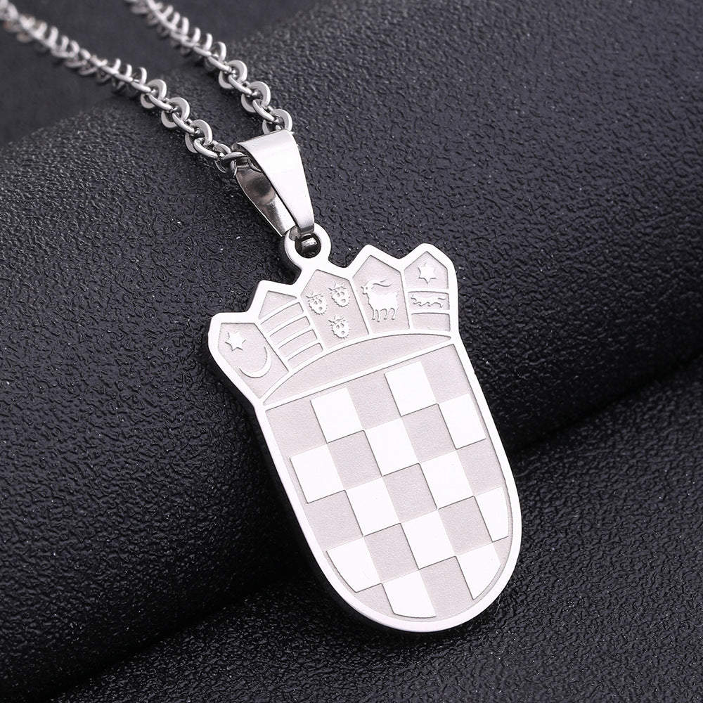 Women's & Men's Croat Badge For Couple Stainless Steel Necklaces