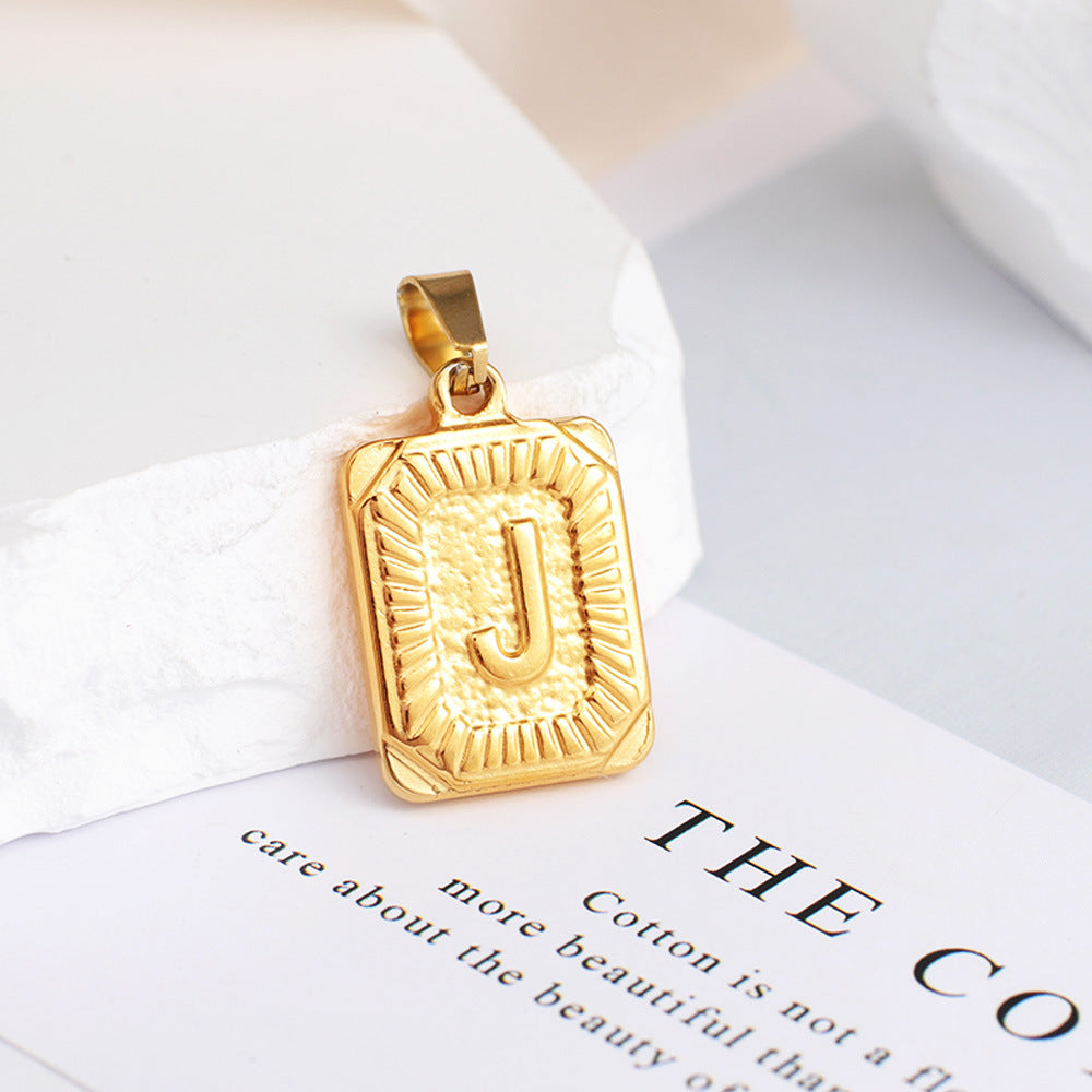 Gold English Letter Tag Simple Sweater Pendants