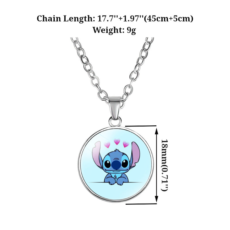 Children's Star Stitch Cartoon Pattern Time Stone Necklaces