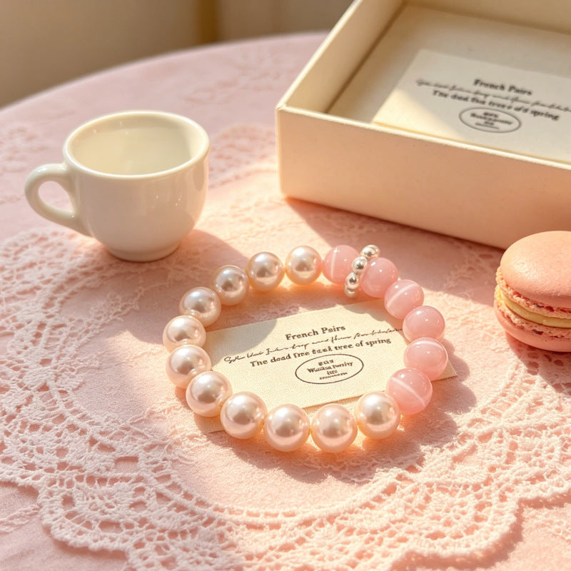 Crystal Color Matching Pearl Design Gradient Bracelet